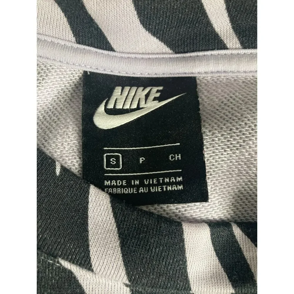 Nike Zebra Print Sweatshirt Womens Small Center Swoosh Black White Oversized